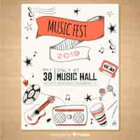 Free vector hand drawn music festival poster