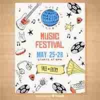 Free vector hand drawn music festival poster