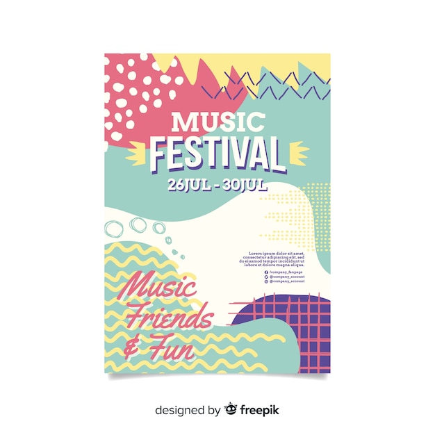 Free vector hand drawn music festival poster