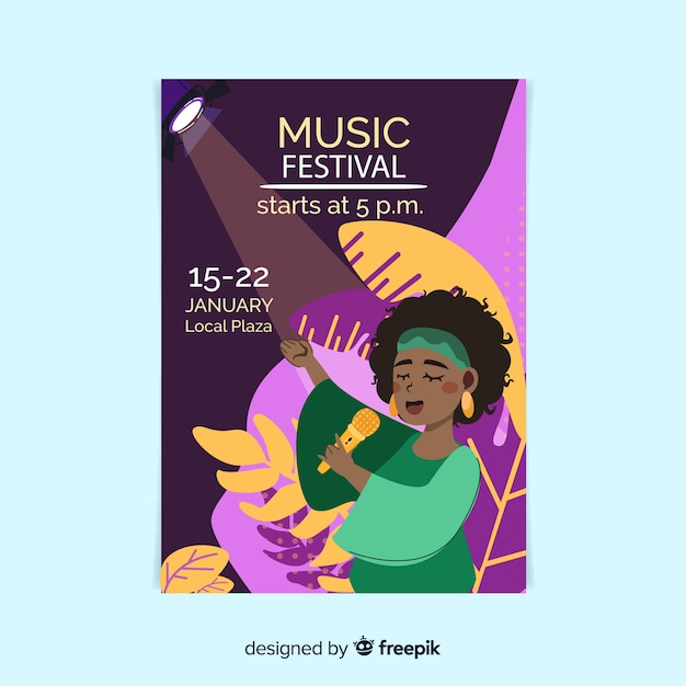 Free vector hand drawn music festival poster