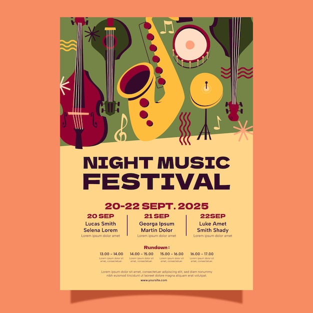 Vettore gratuito poster di un festival musicale disegnato a mano