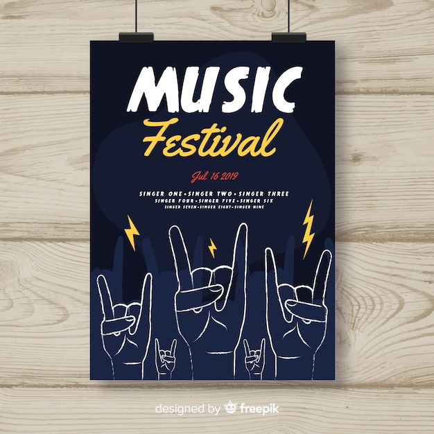 Hand drawn music festival poster