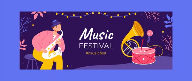 Hand drawn music festival template