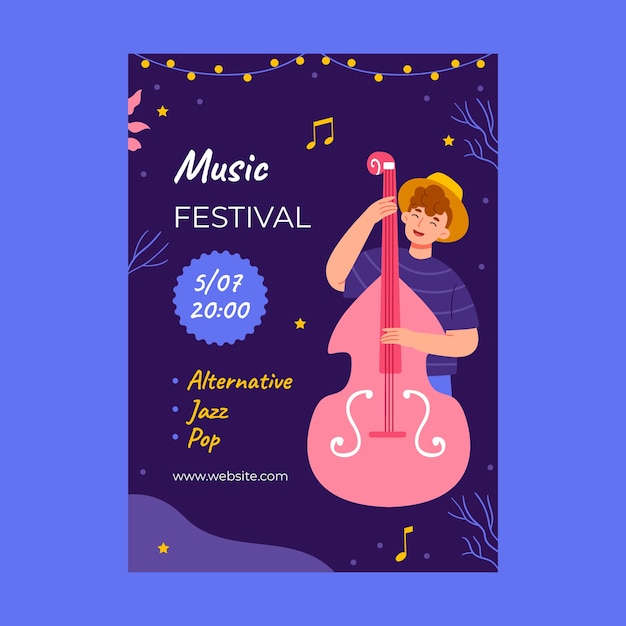 Hand drawn music festival template