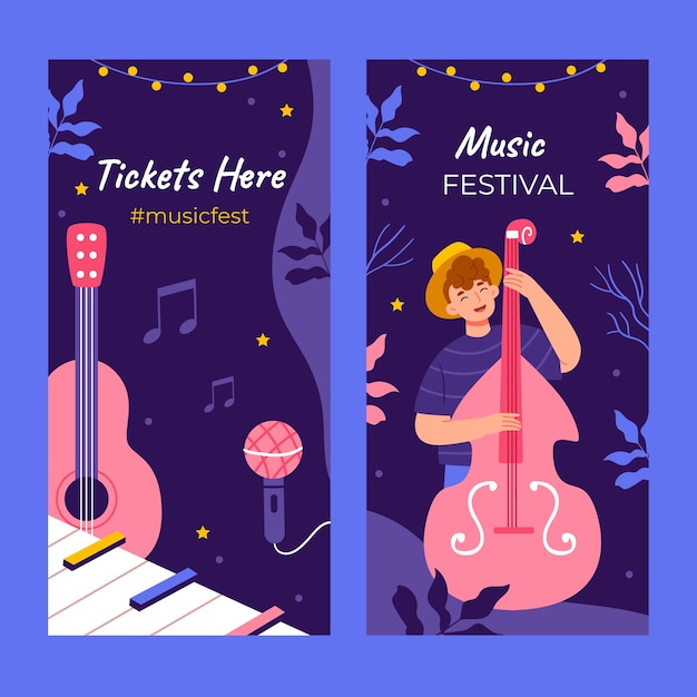 Free vector hand drawn music festival template