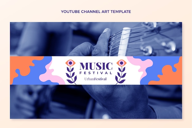 Free vector hand drawn music festival youtube channel art