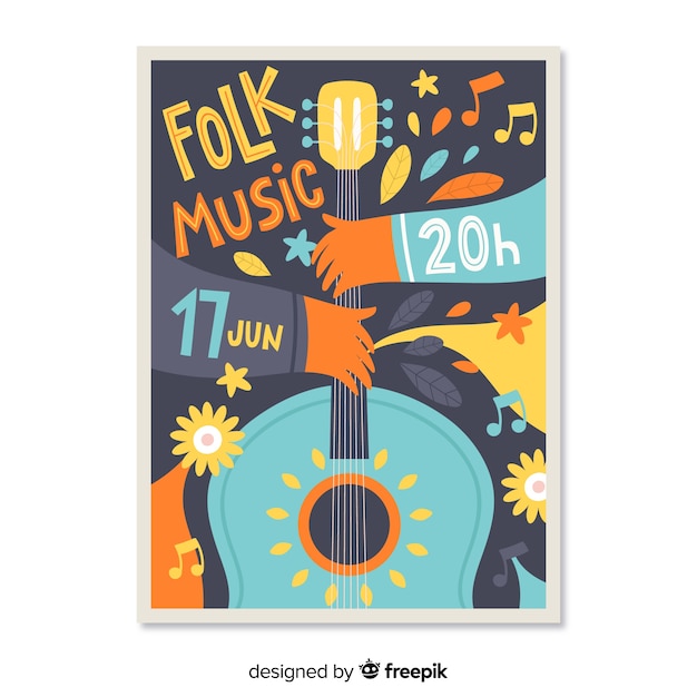 Free vector hand drawn music festivel poster