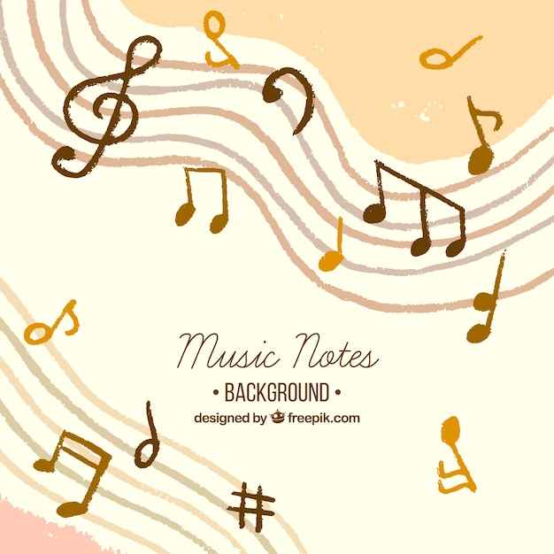 Hand drawn music notes background