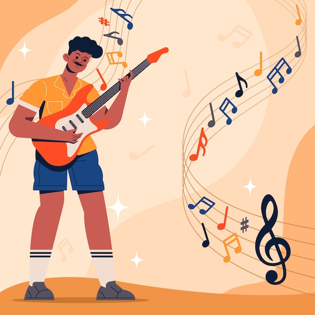 Иллюстрация музыкальных нот, нарисованная вручную
