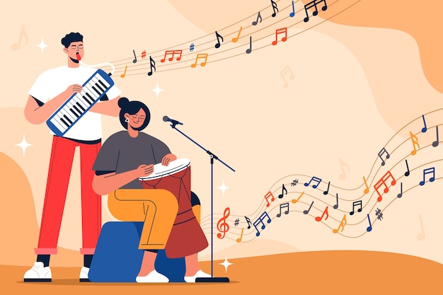 Vettore gratuito illustrazione di note musicali disegnate a mano