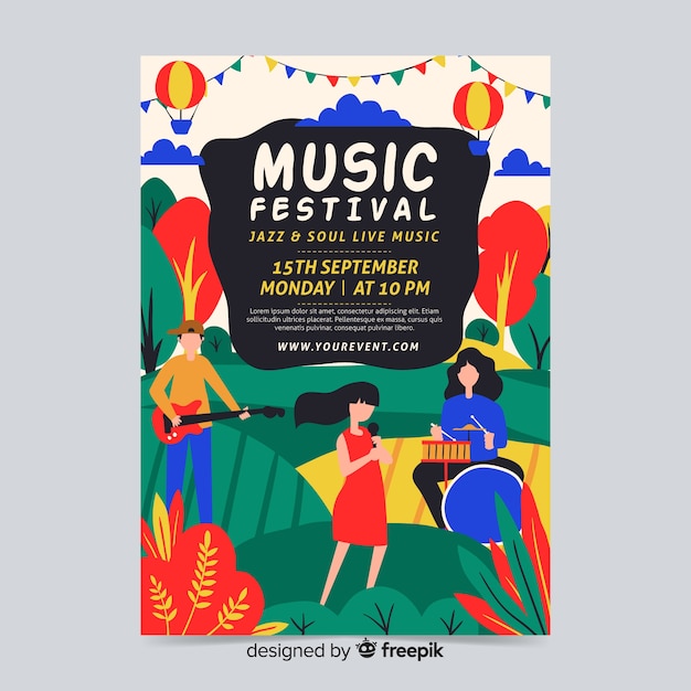 Free vector hand drawn music poster template