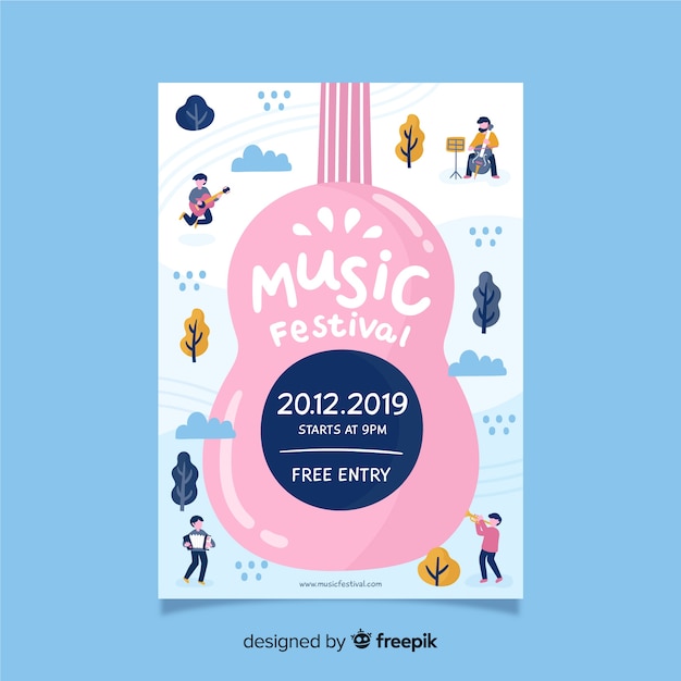 Free vector hand drawn music poster template