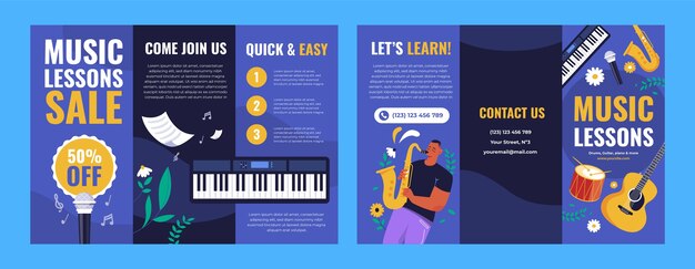 Hand drawn music school brochure