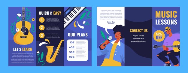 Hand drawn music school brochure