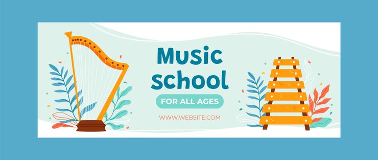 Free Vector hand drawn music school facebook cover template