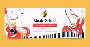 Free vector hand drawn music school facebook cover