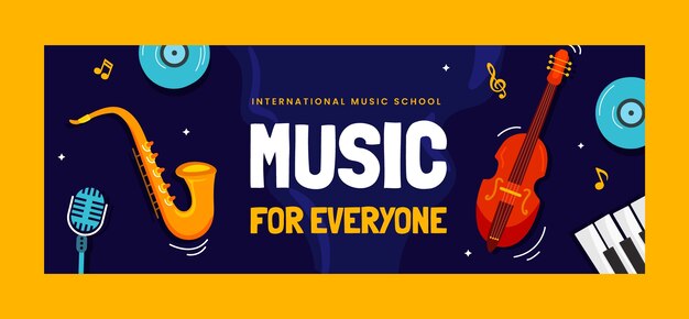 hand drawn music school facebook cover