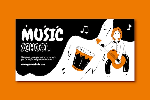 Hand drawn music school facebook template