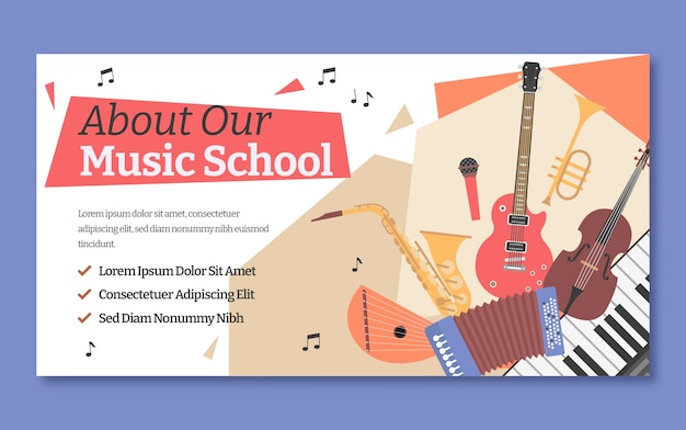 Free vector hand drawn music school facebook template