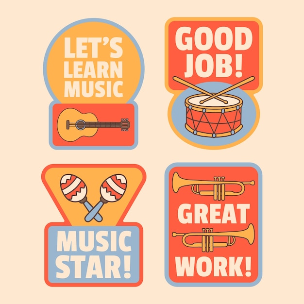 Free vector hand drawn music school labels template