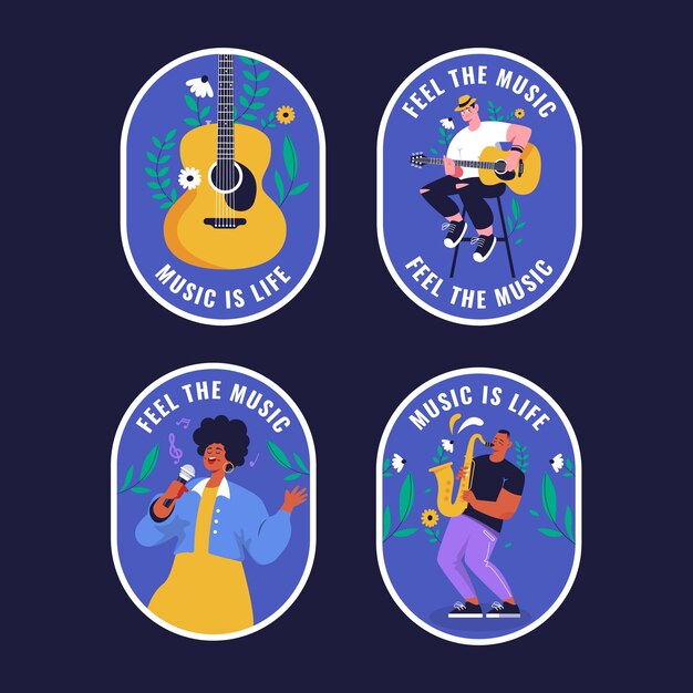 Hand drawn music school labels