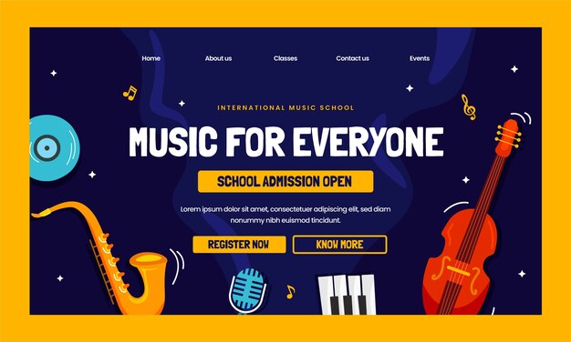 hand drawn music school landing page