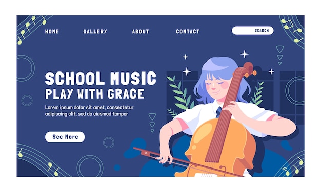 Free vector hand drawn music school landing page