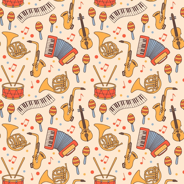 Free vector hand drawn music school pattern