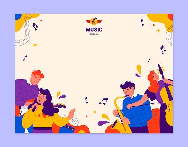 Free vector hand drawn music school photocall template