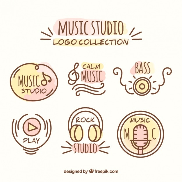 Free vector hand drawn music studio logos