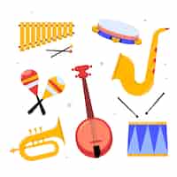 Free vector hand drawn musical instruments illustration