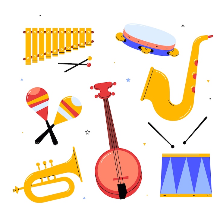 Free Vector hand drawn musical instruments illustration