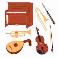 Free vector hand drawn musical instruments