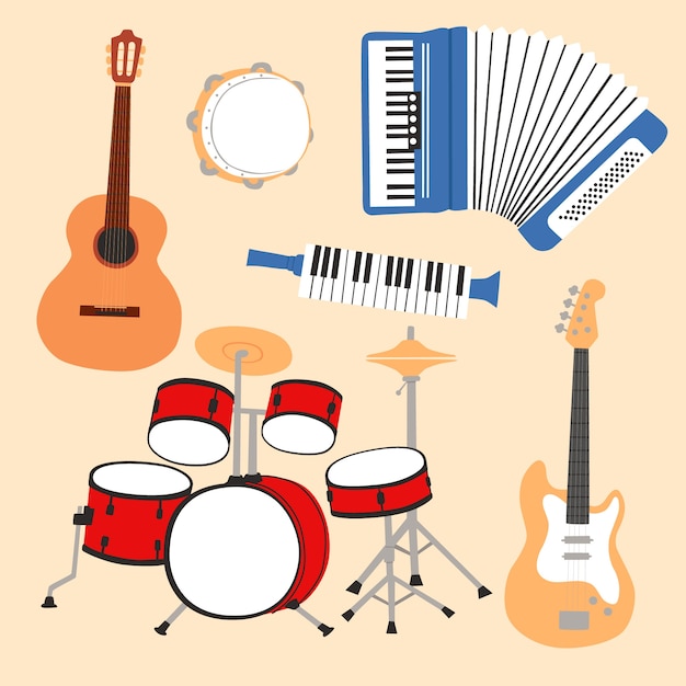 Free vector hand drawn musical instruments