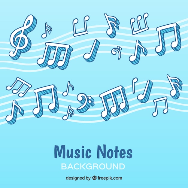 Hand drawn musical notes background