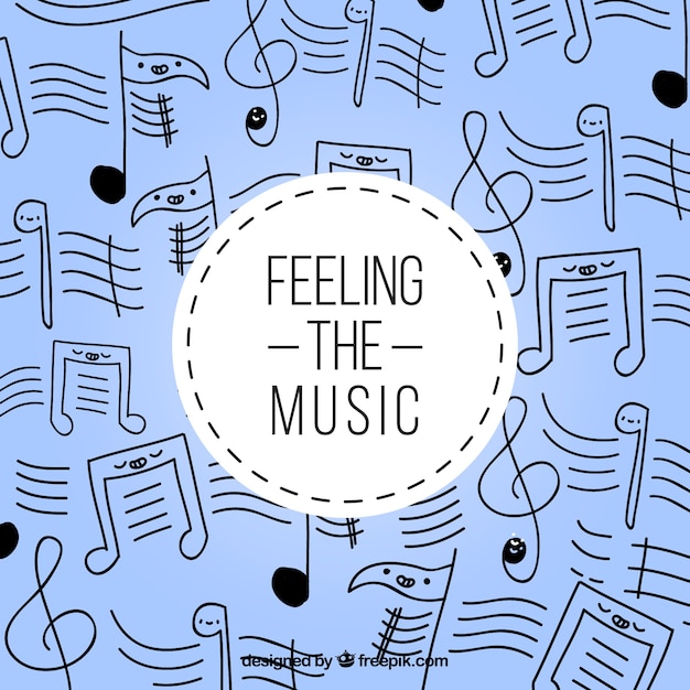 Free vector hand drawn musical notes background