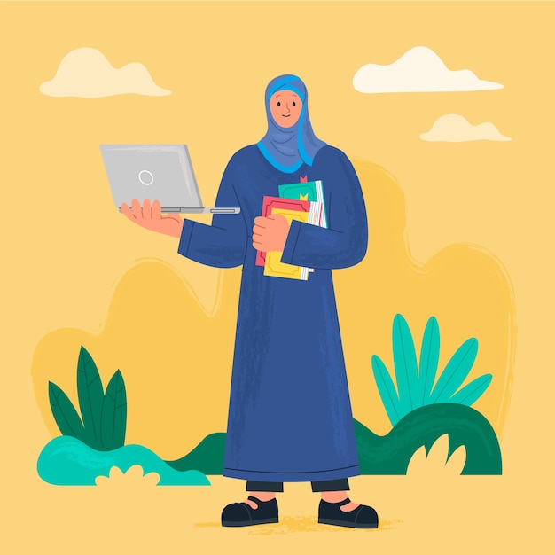 Free vector hand drawn muslim woman illustration