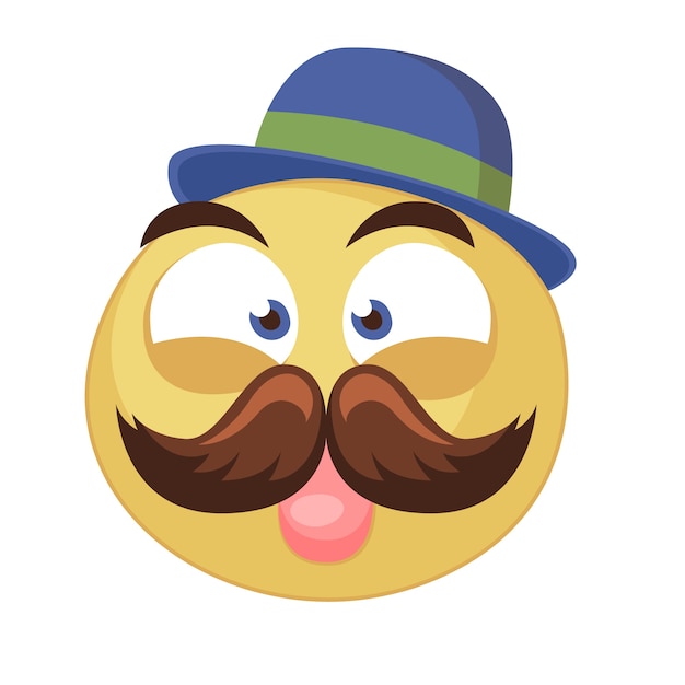 Hand drawn mustache emoji illustration