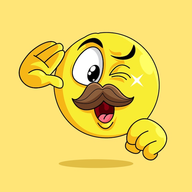 Hand drawn mustache emoji illustration