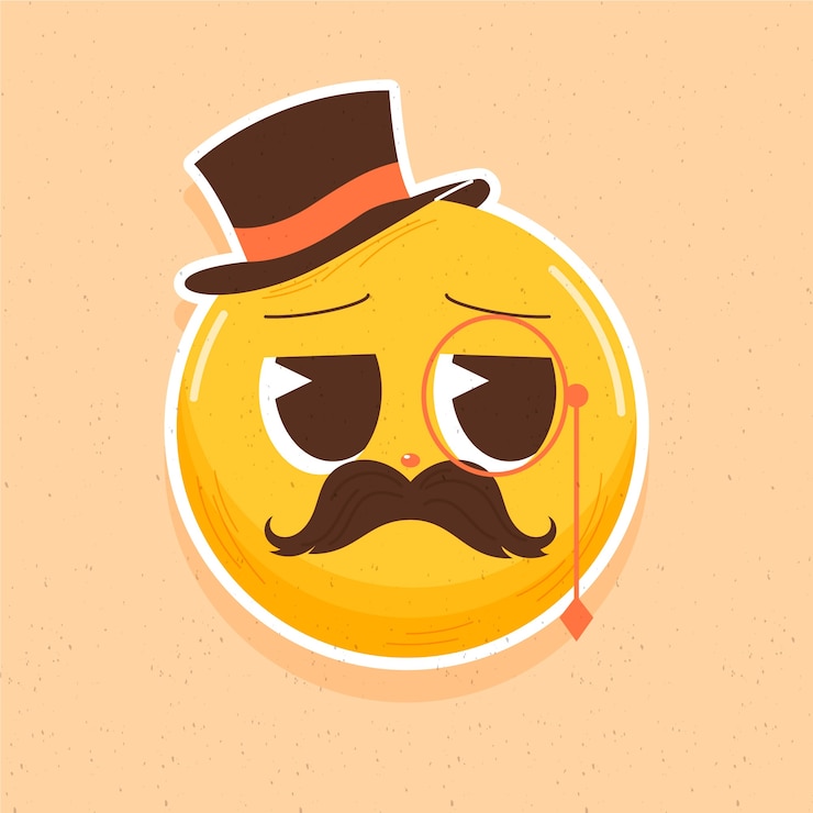 Free Vector hand drawn mustache  emoji illustration
