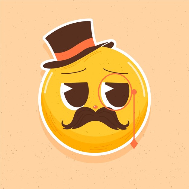 hand drawn mustache  emoji illustration