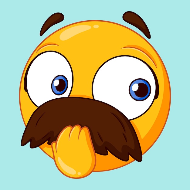 Free vector hand drawn mustache emoji illustration