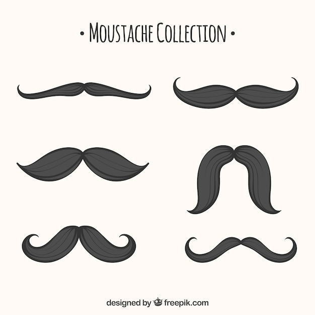 Free vector hand drawn mustache set