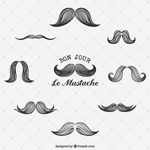 Hand drawn mustaches collection