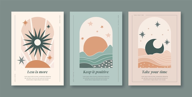 Free vector hand drawn muted colors cards template