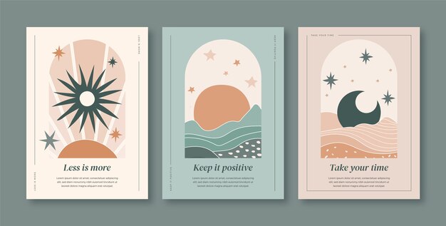 Hand drawn muted colors cards template