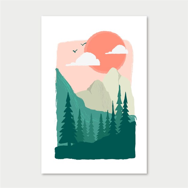 Hand drawn muted colors illustration