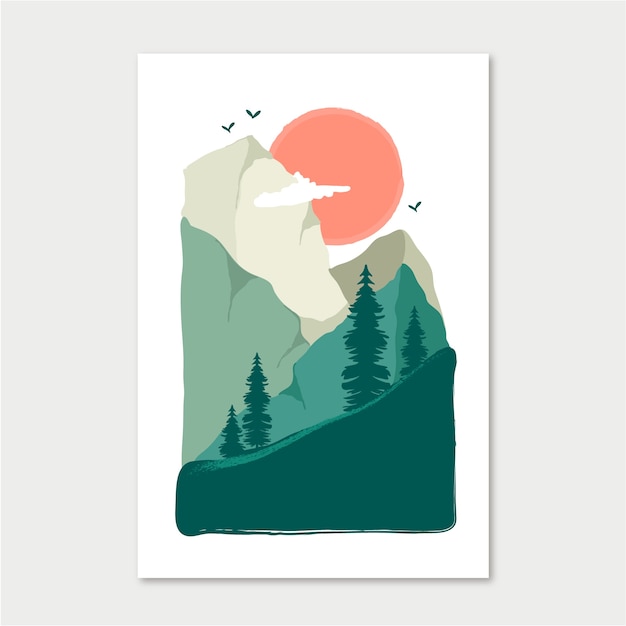 Hand drawn muted colors illustration