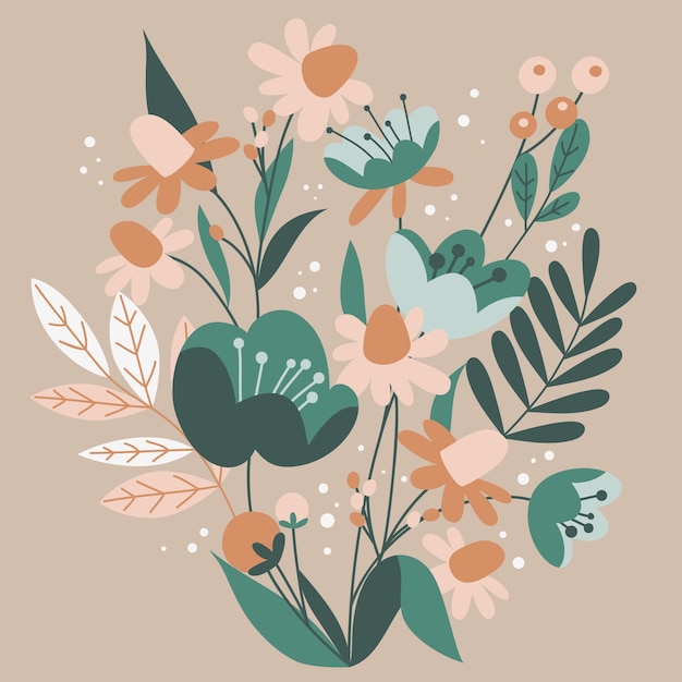 Hand drawn muted colors illustration