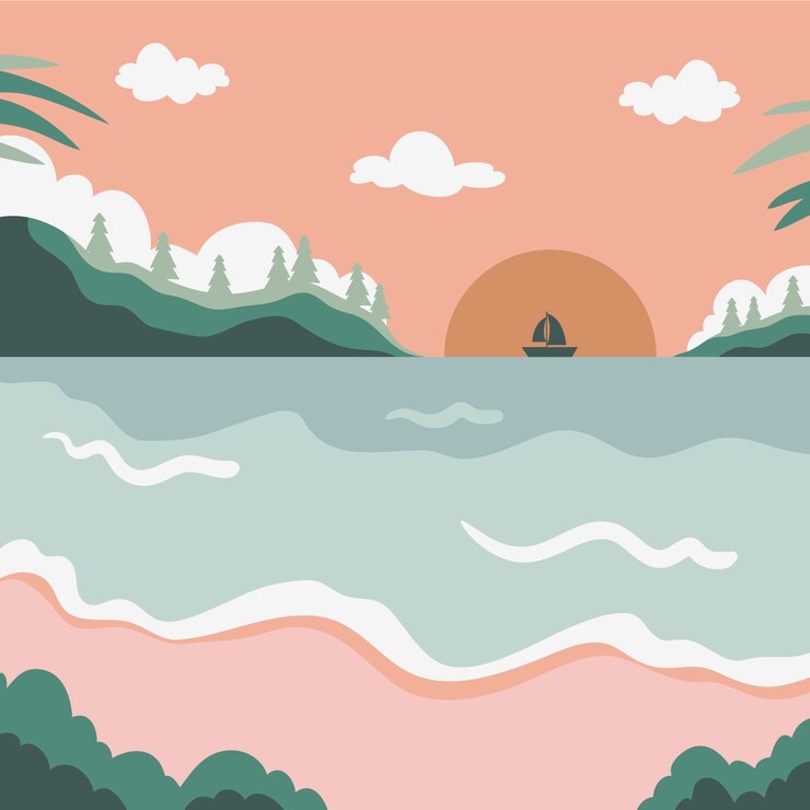 無料Vector 手描きの落ち着いた色のイラスト